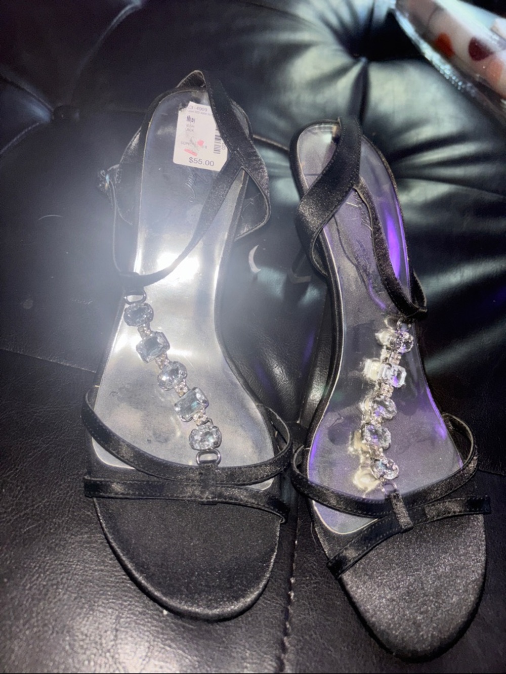 Jacqueline Ferrar brand new Black Strappy Crystal-Embellished Women's Heels